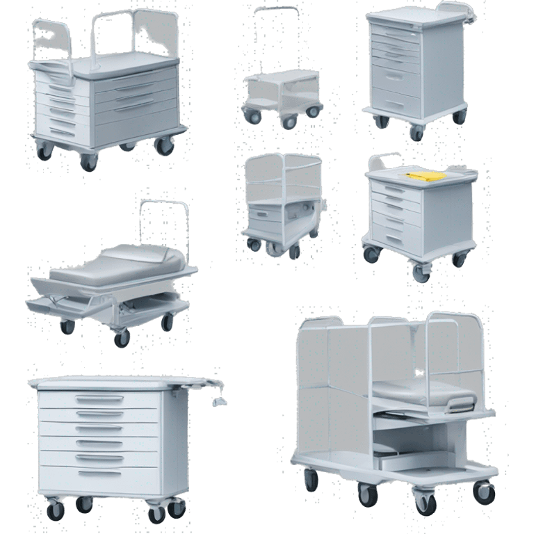 medical crash cart is a mobile, multi-drawer unit designed to store and organize emergency medical supplies and equipment emoji