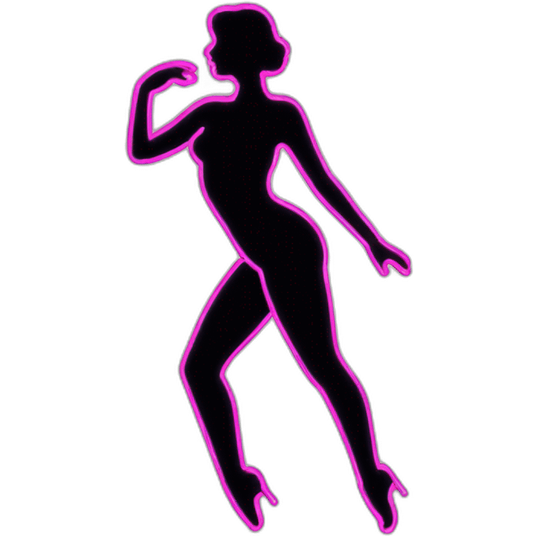 Sexy silhouette dancer neon sign emoji