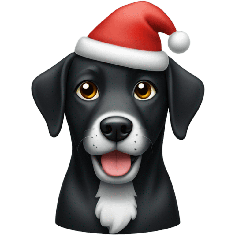 Black Cairne dog wearing Santa hat emoji