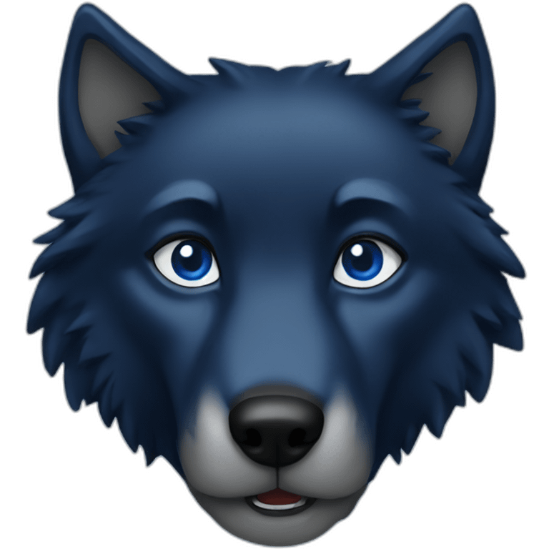 Black wolf with navy blue eyes emoji