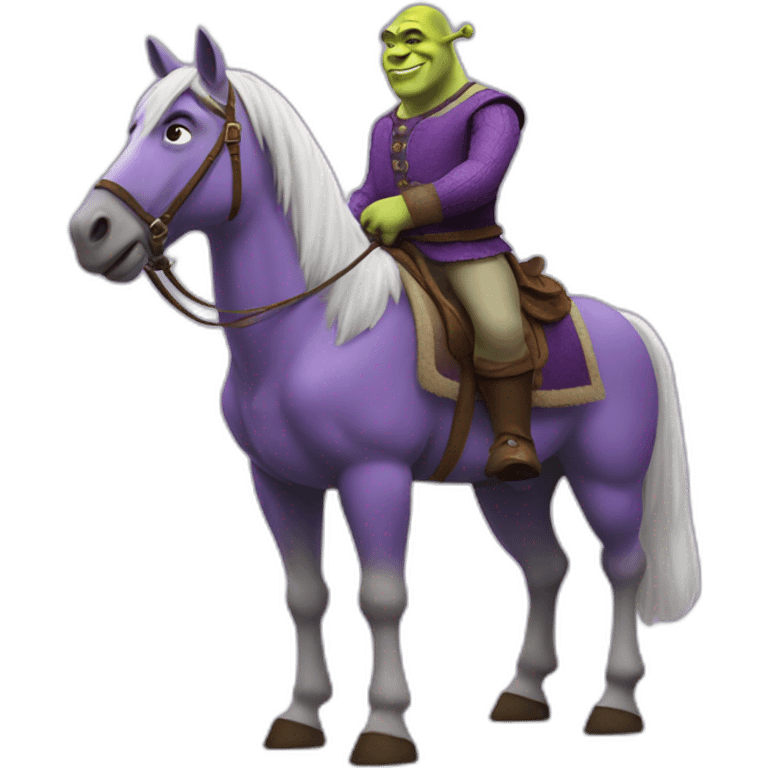 Shrek sur cheval violet emoji