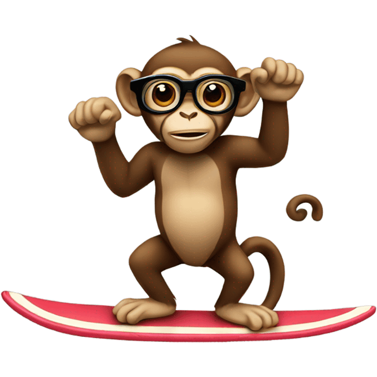 Monkey with glasses surfing  emoji