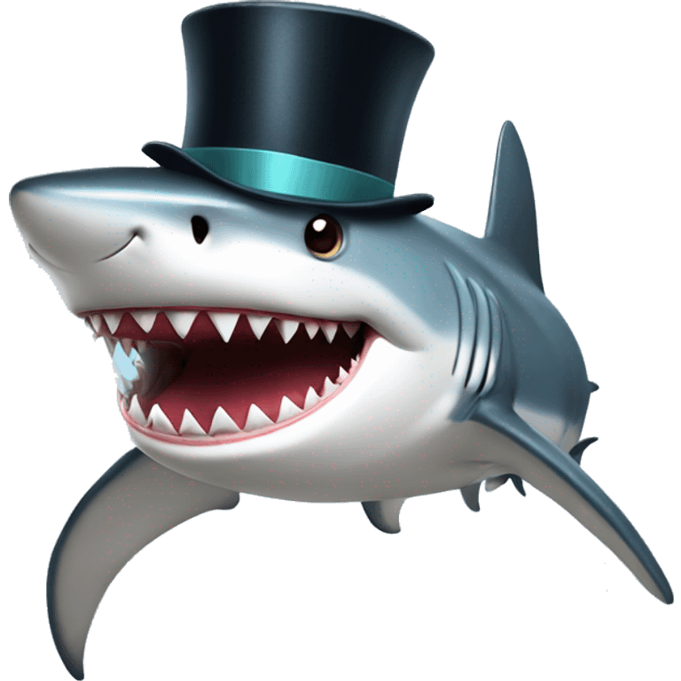 Shark with a top hat emoji