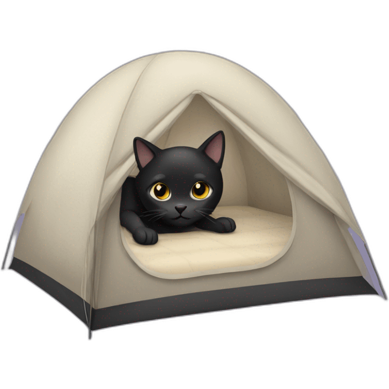 Cute black cat in a mesh tent emoji