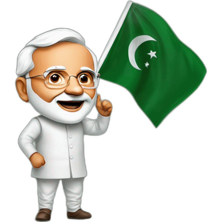 hyper realistic narendra modi waving pakistan flag emoji