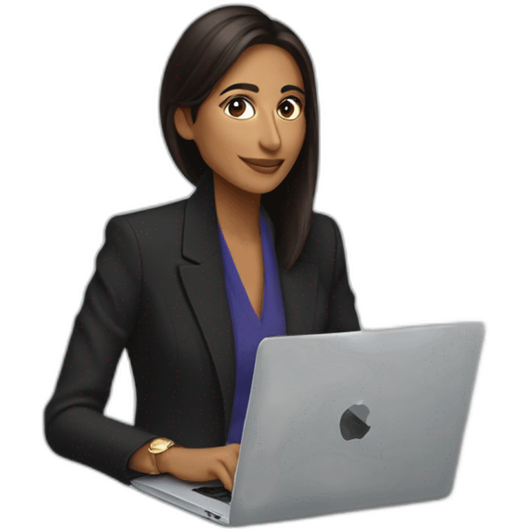 Iman gadhzi using small apple laptop on side emoji