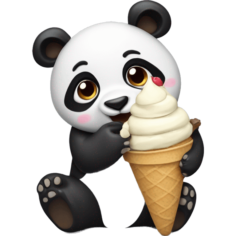 Panda eating ice cream emoji