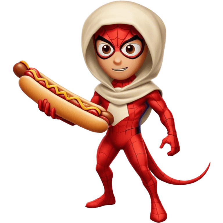 spider-man with a hotdog emoji