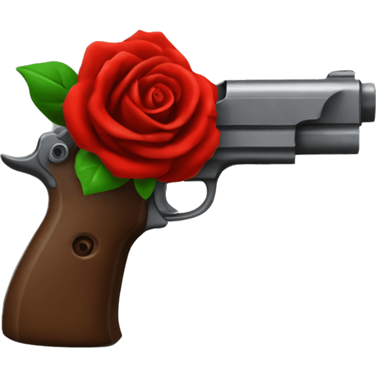 Pistol with red rose handle emoji