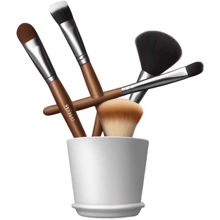 Realistic makeup brush in a cup holder emoji