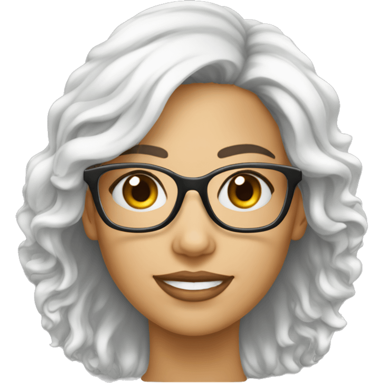 mulher branca cabelo liso branco e oculos emoji