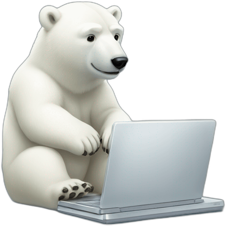 Polar bear using laptop emoji