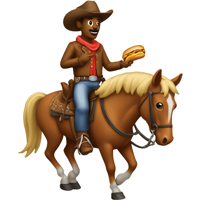 cowboy on a horse eating a hotdog emoji