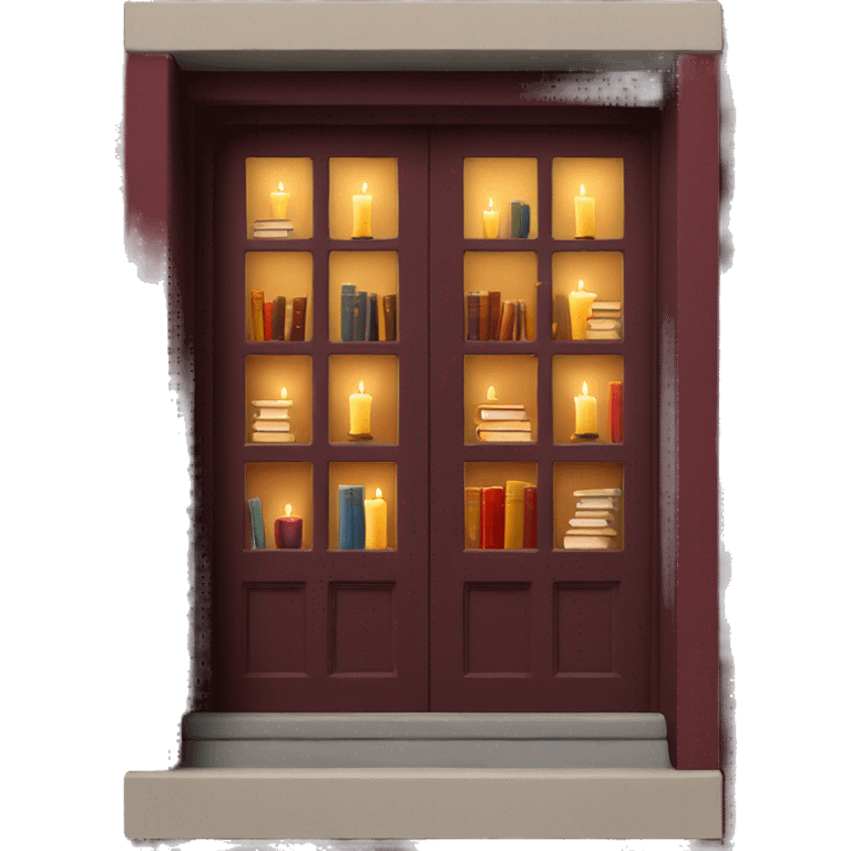 Books and candles entering for a window burgundy emoji