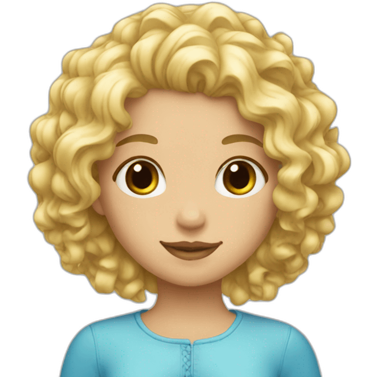 Girl with blond curly hear and blue ices emoji