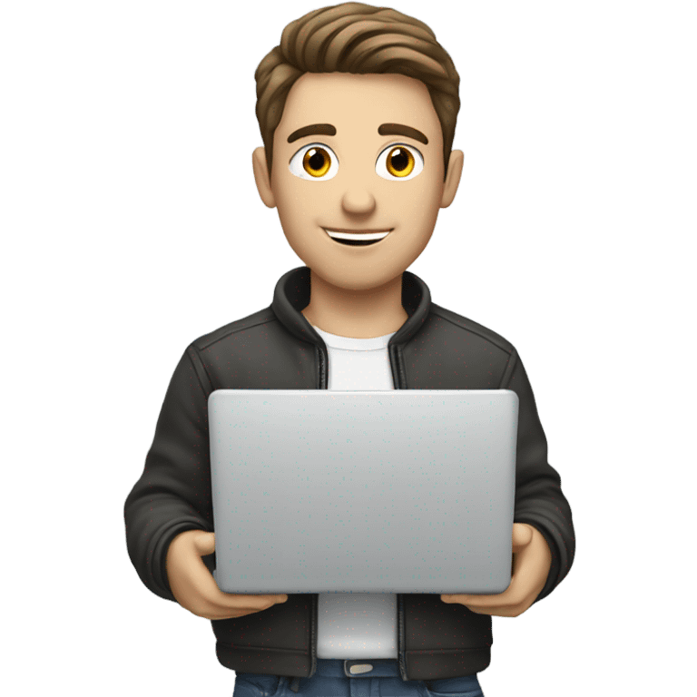 white brunette guy with a laptop emoji