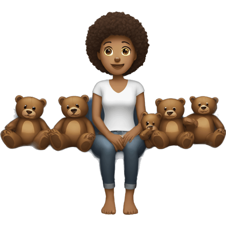 Woman sitting on a couch with bears  emoji