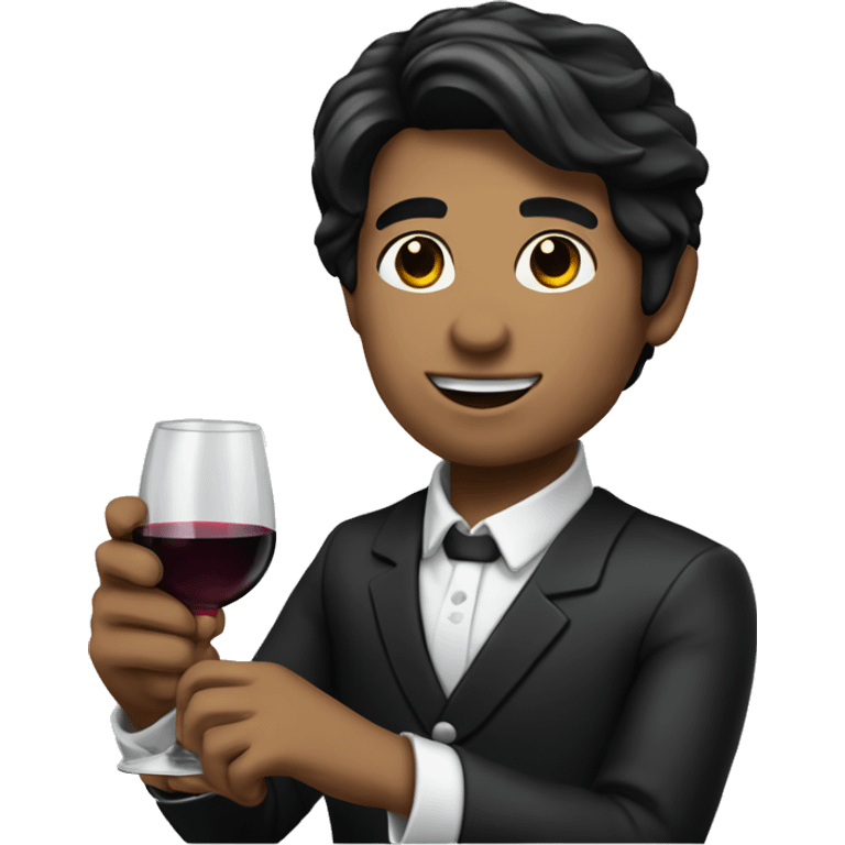 "A waiter carrying a wine glass." black hair white skin






 emoji