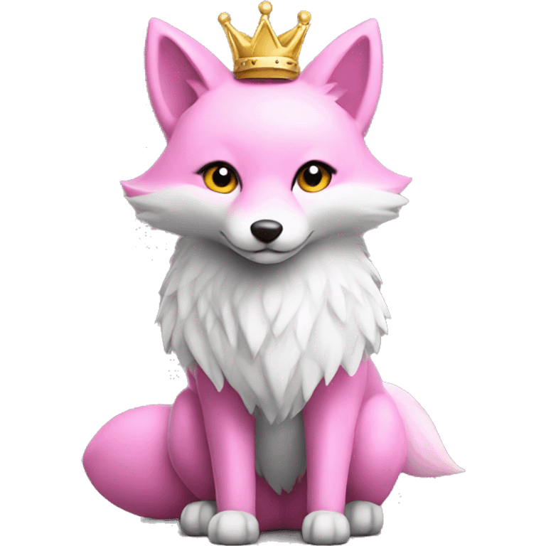 Pink fox with a crown silver  emoji