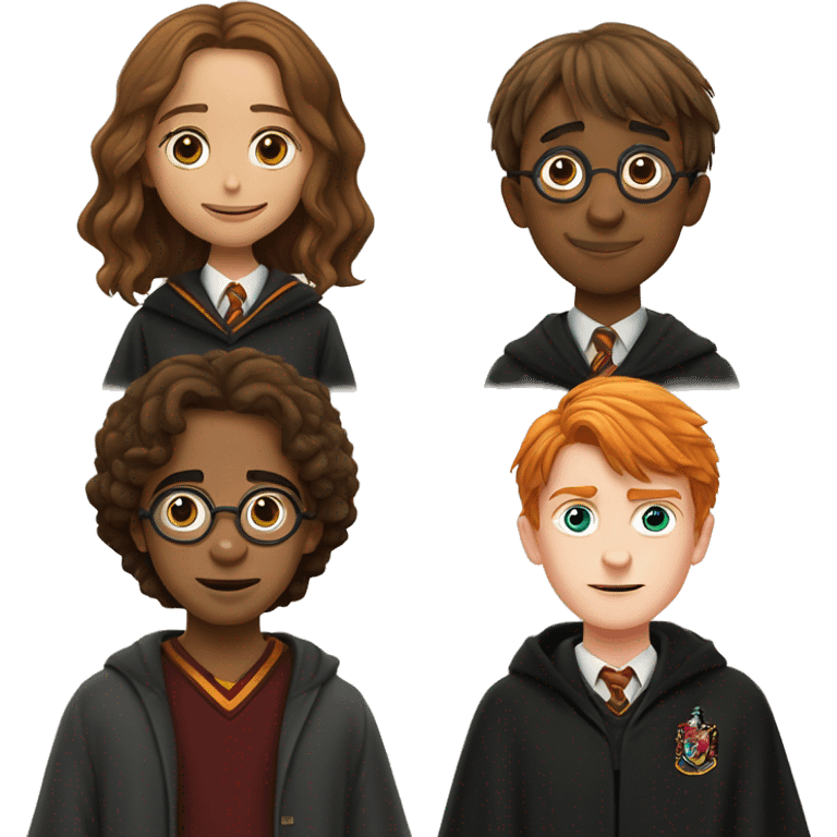 Harry Potter with Hermione Granger and Ron Weasley emoji