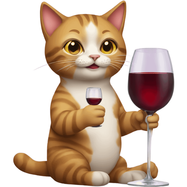 Cat with glass of wine emoji