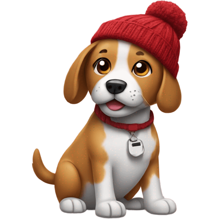 Dog wearing a beanie and shoes emoji