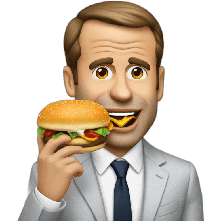 Emannuel Macron eat burger emoji