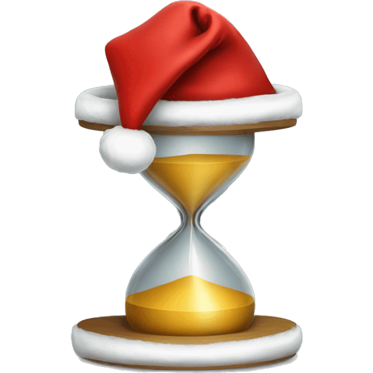 an hourglass in a red Santa Claus hat emoji