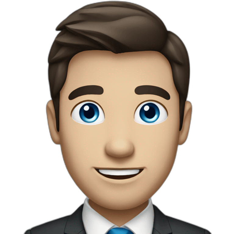 spirited man with blue eyes, dark brown hair in a business suit emoji