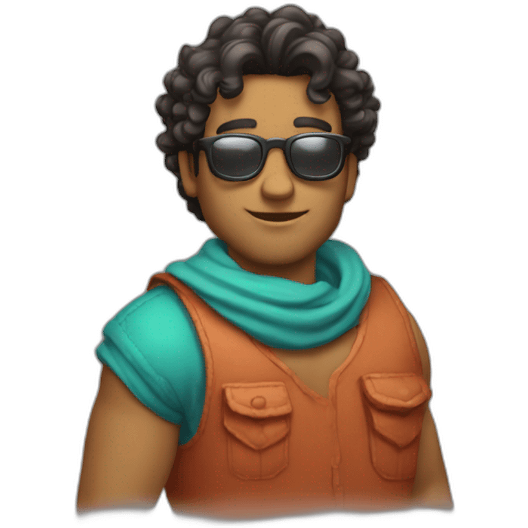 chico con  gafas pelo rizado emoji