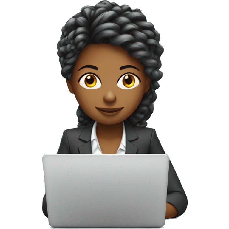 Woman with Laptop busy with coding for Office Work by thinking future me nice hair suit  emoji