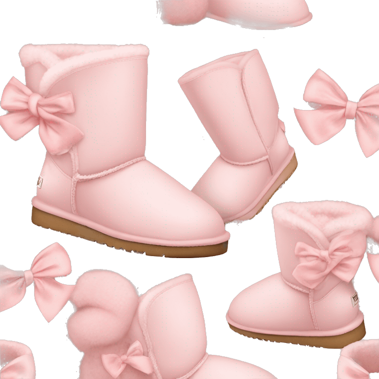 Blush pink Ugg boots with blush pink bows emoji