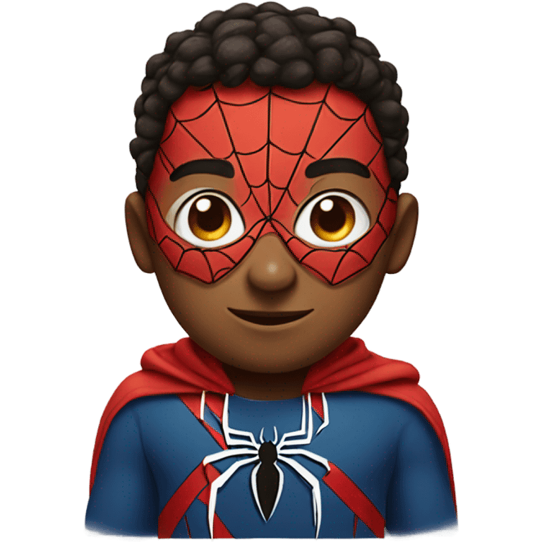 Boy wearing Spider-Man emoji