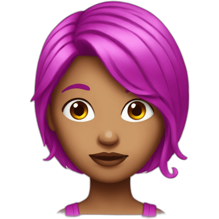 Girl with medium magenta hair emoji