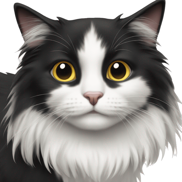 black-and-white cat domestic long-haired emoji