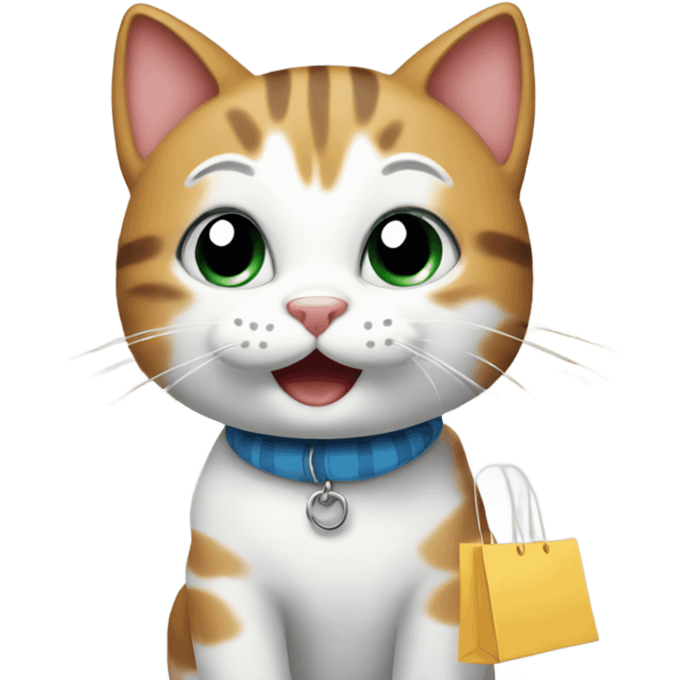 happy cat on a shopping spree emoji