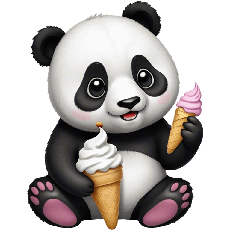 Panda eating ice cream emoji