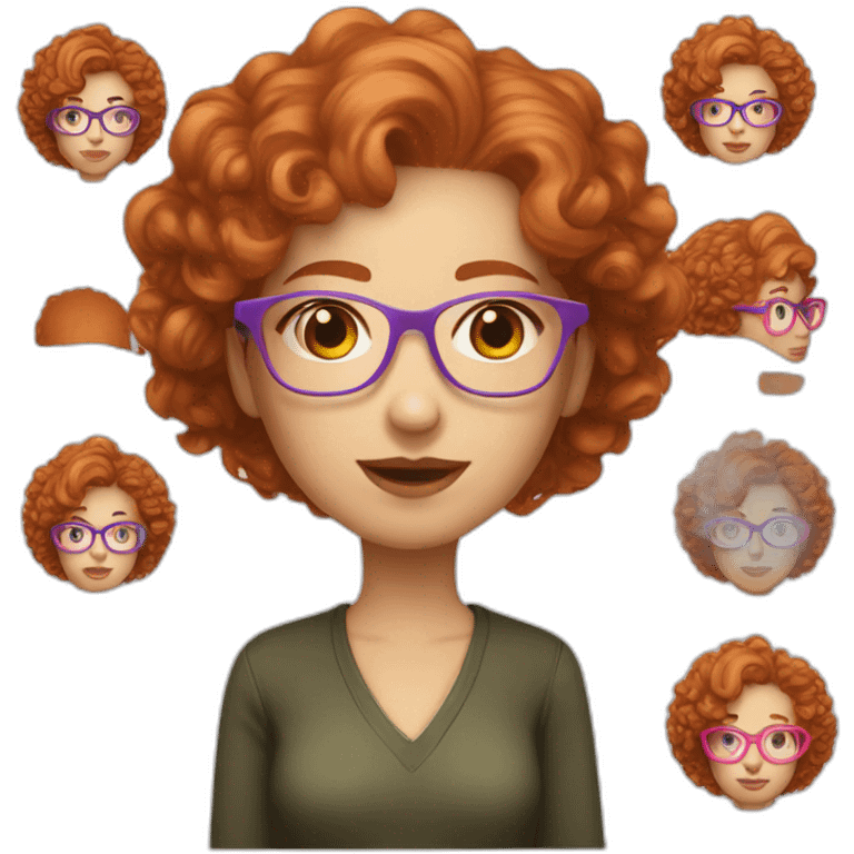 woman caucasian short curly ginger hair pink glasses emoji