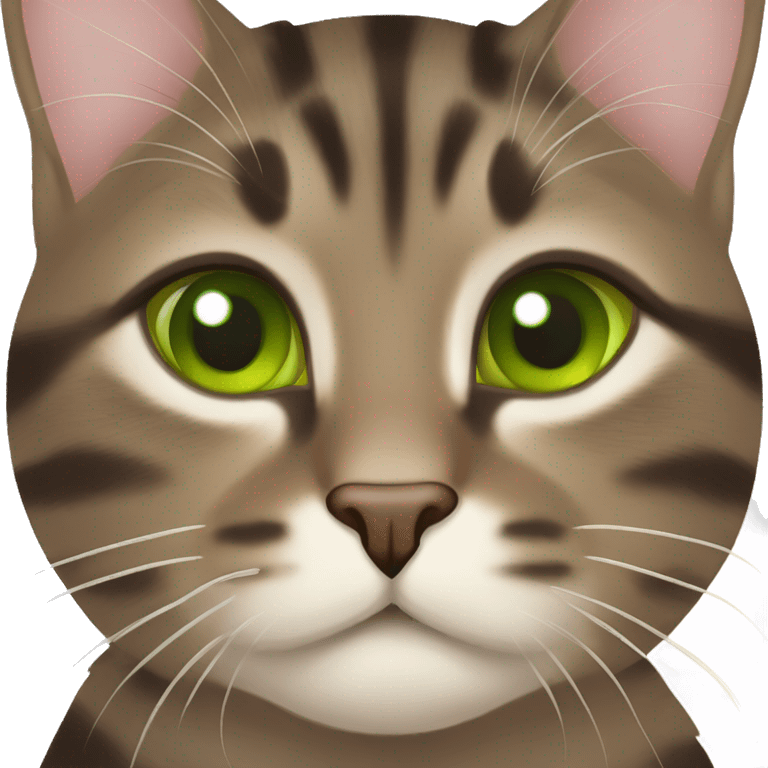 Dark Brown europen tabby cat Green eyes, beige mouth with hearts emoji