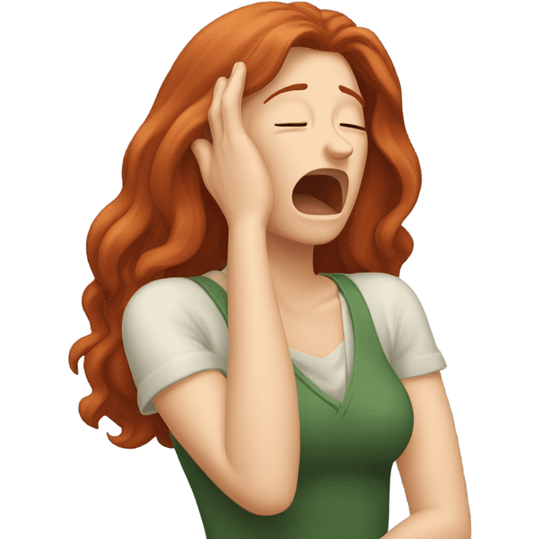 Long haired redhead woman doing facepalm emoji