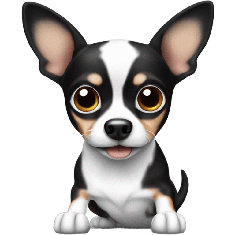 Black and white  chihuahua wiener dog mainly black  emoji