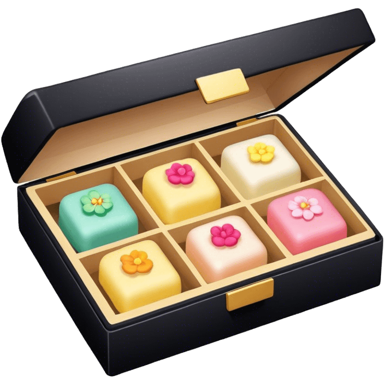 Black box of wagashi with dividers emoji