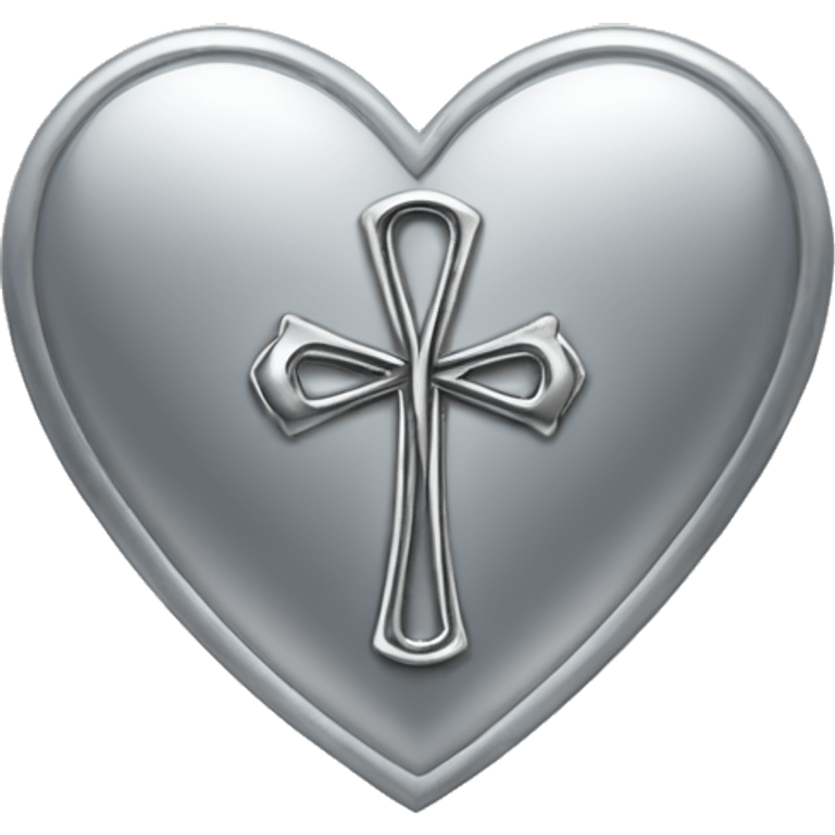 Silver heart shape with ankh in the center emoji