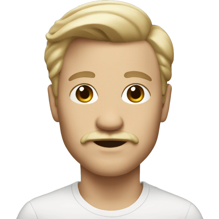 memoji white, dirty blonde with mustache  emoji