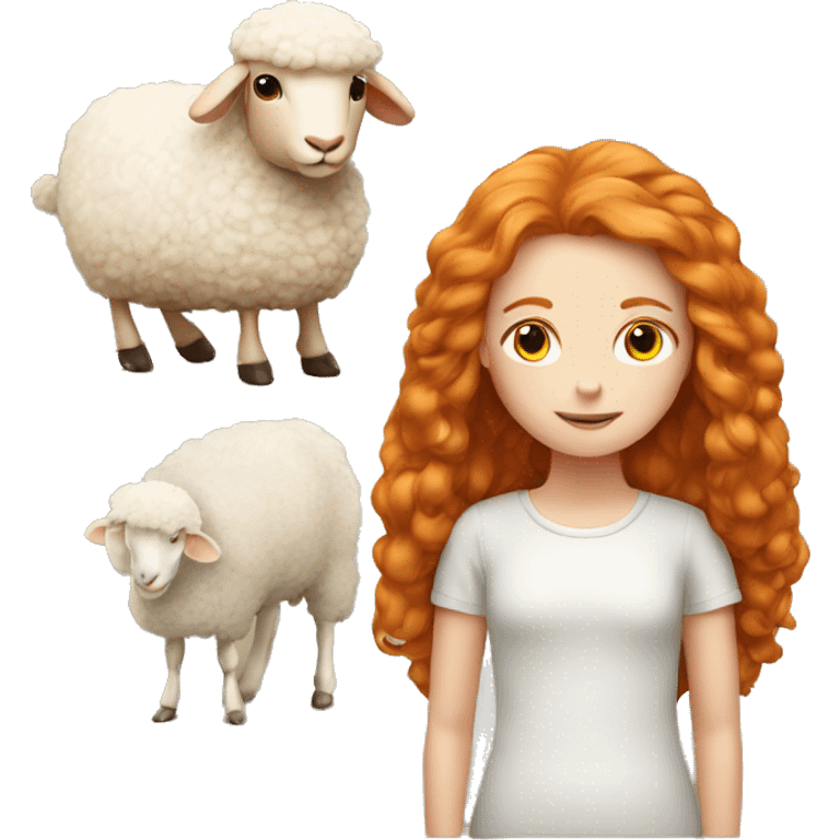 Ginger girl with a sheep  emoji