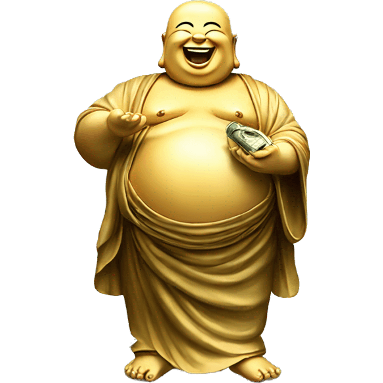 laughing buddha holding money emoji