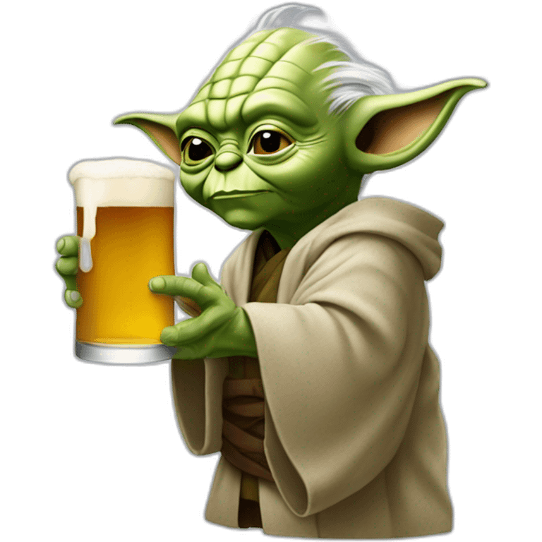 Yoda entrain de boire une bière emoji