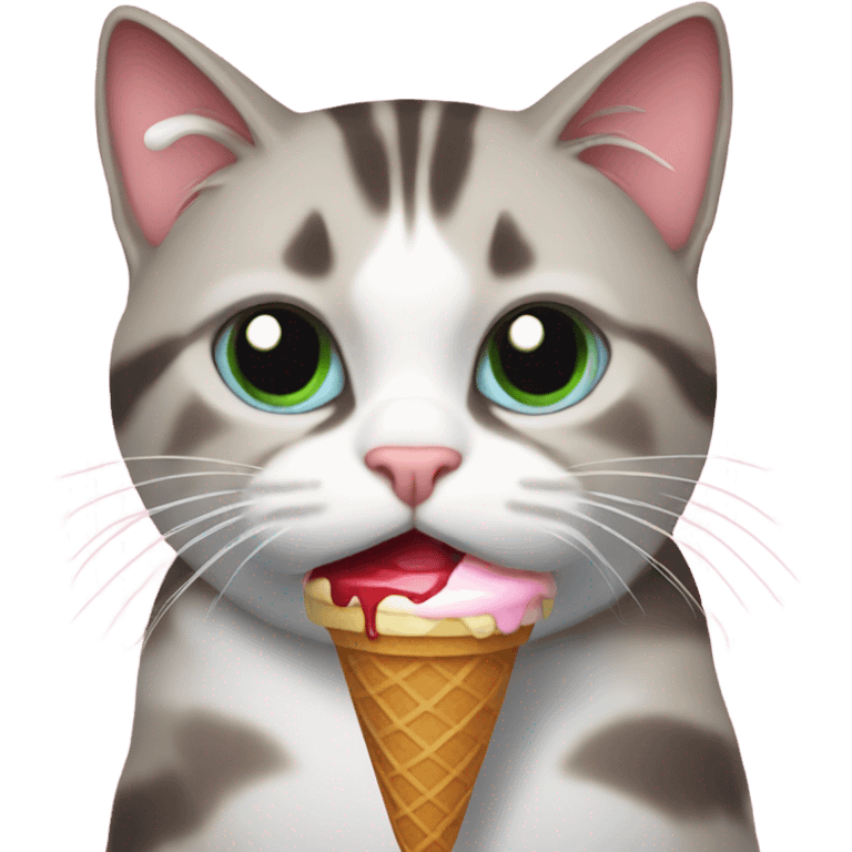 Cat with ice cream with tough  emoji