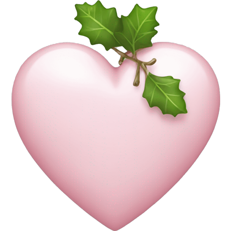 light pink heart with mistletoe bow emoji