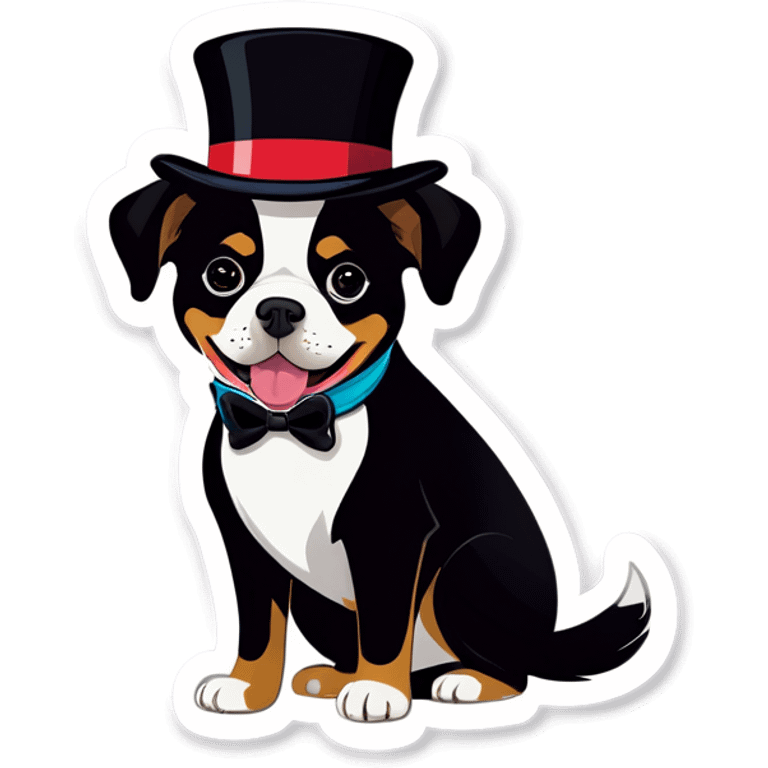 Tuxedo dog wearing hat emoji